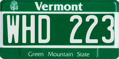 VT license plate WHD223