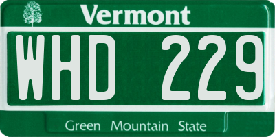 VT license plate WHD229