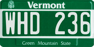 VT license plate WHD236