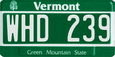 VT license plate WHD239