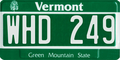 VT license plate WHD249