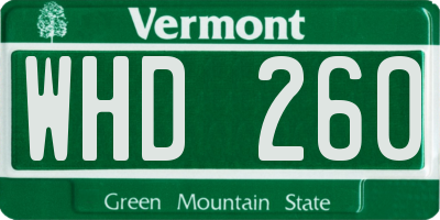 VT license plate WHD260