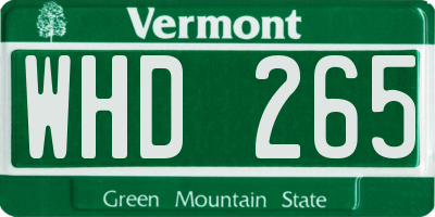 VT license plate WHD265
