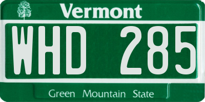 VT license plate WHD285
