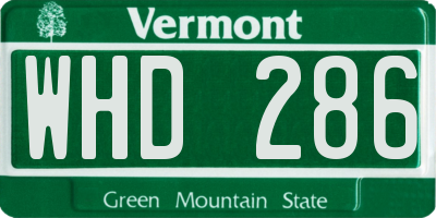 VT license plate WHD286