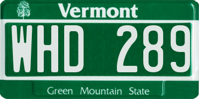VT license plate WHD289