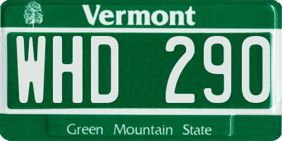 VT license plate WHD290
