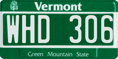 VT license plate WHD306