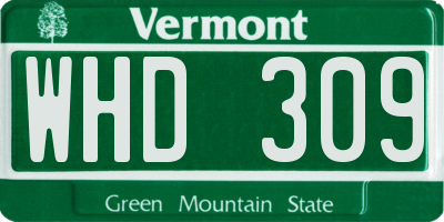 VT license plate WHD309