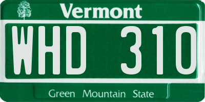 VT license plate WHD310