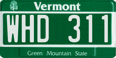 VT license plate WHD311