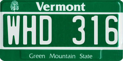 VT license plate WHD316