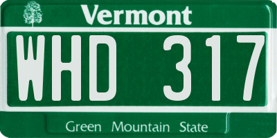 VT license plate WHD317
