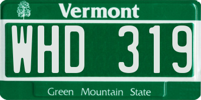 VT license plate WHD319
