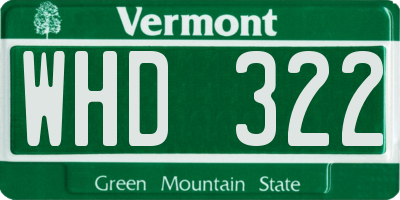VT license plate WHD322
