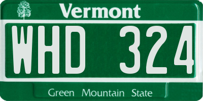 VT license plate WHD324
