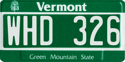 VT license plate WHD326