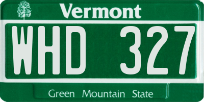 VT license plate WHD327