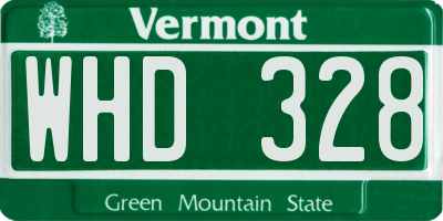 VT license plate WHD328