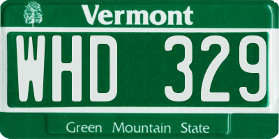 VT license plate WHD329