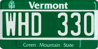 VT license plate WHD330