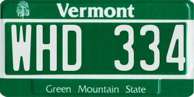 VT license plate WHD334