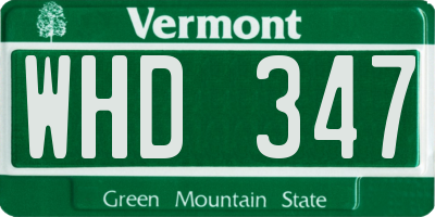 VT license plate WHD347