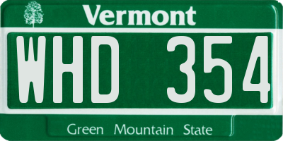 VT license plate WHD354