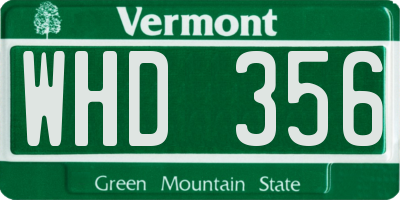 VT license plate WHD356