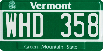 VT license plate WHD358