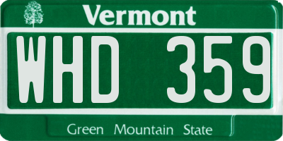 VT license plate WHD359