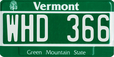 VT license plate WHD366