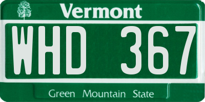 VT license plate WHD367
