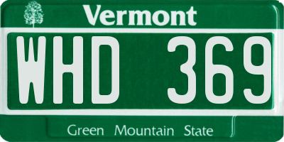 VT license plate WHD369