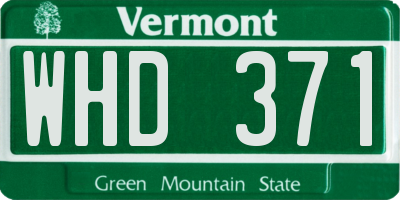 VT license plate WHD371