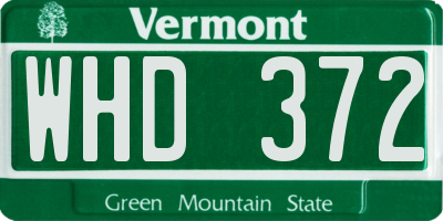 VT license plate WHD372
