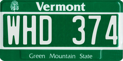 VT license plate WHD374