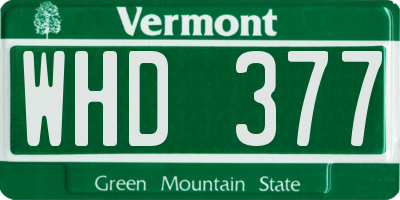 VT license plate WHD377