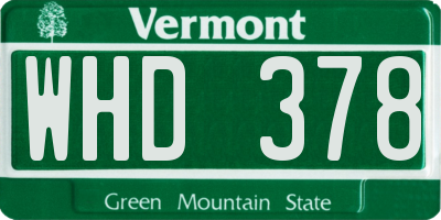 VT license plate WHD378