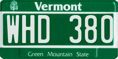 VT license plate WHD380