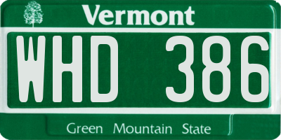 VT license plate WHD386