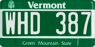 VT license plate WHD387
