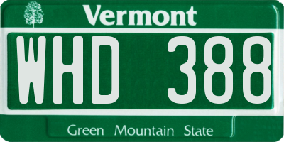 VT license plate WHD388