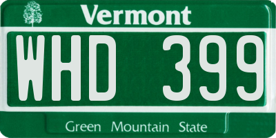 VT license plate WHD399