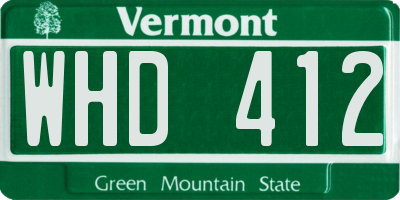 VT license plate WHD412