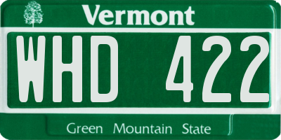 VT license plate WHD422