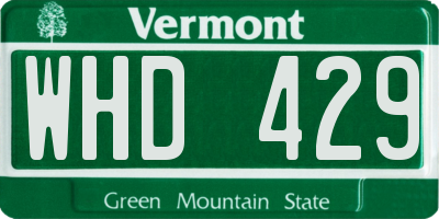 VT license plate WHD429