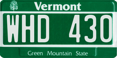 VT license plate WHD430