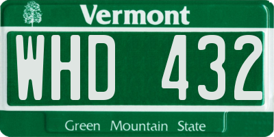 VT license plate WHD432