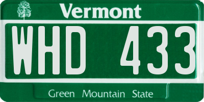 VT license plate WHD433